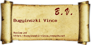Bugyinszki Vince névjegykártya
